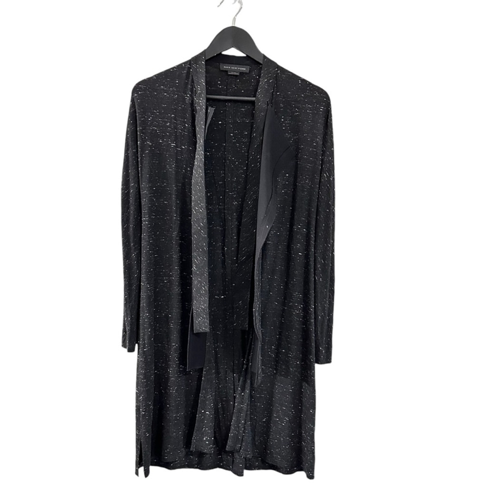 Marie Saint Pierre Heathered Black Lightweight Cardigan Duster Jacket Sz 1 US 6